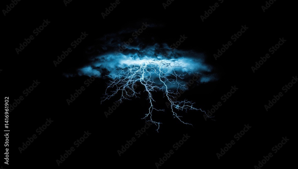A single bolt of lightning strikes through a dark, stormy sky A single bolt of lightning strikes through a dark, stormy sky