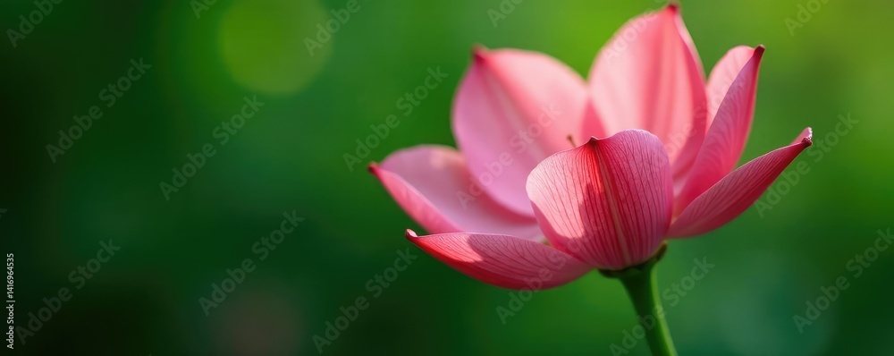 Delicate flower petals unfurl from green stem, green, botany Delicate flower petals unfurl from green stem, green, botany
