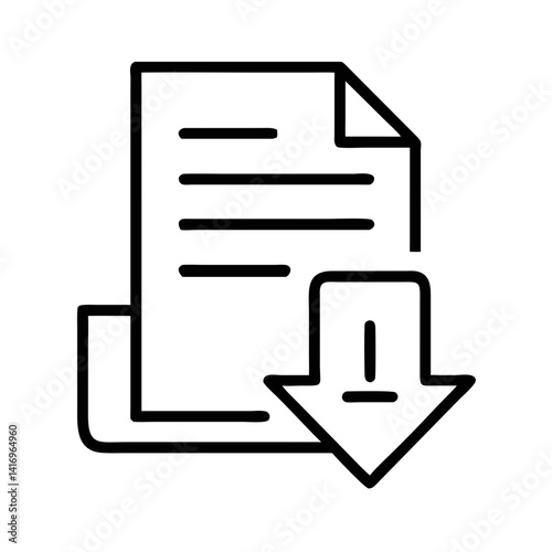 Downloading Document Icon in Minimalist Style  