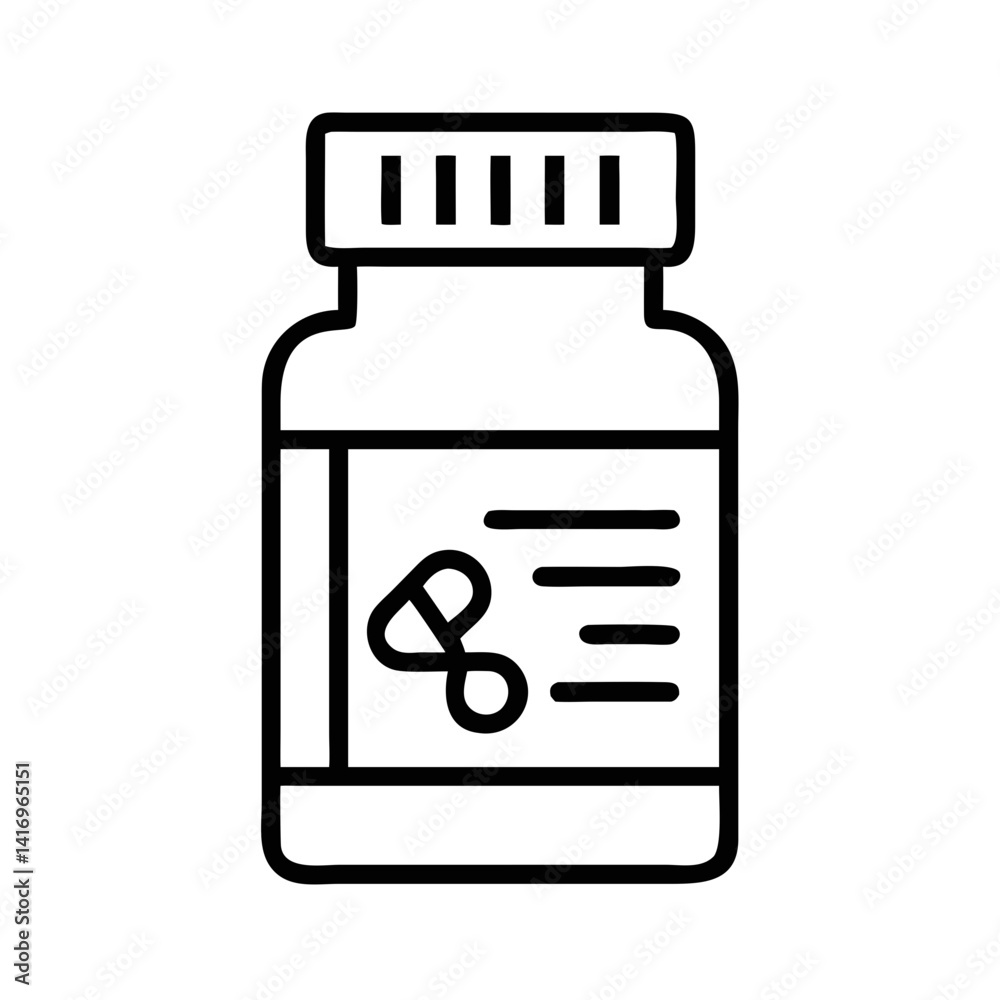 Fototapeta premium Prescription Bottle Icon Illustrating Medication Packaging 