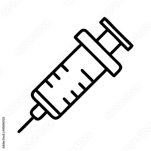 Syringe outline illustration for medical use in minimalistic style  