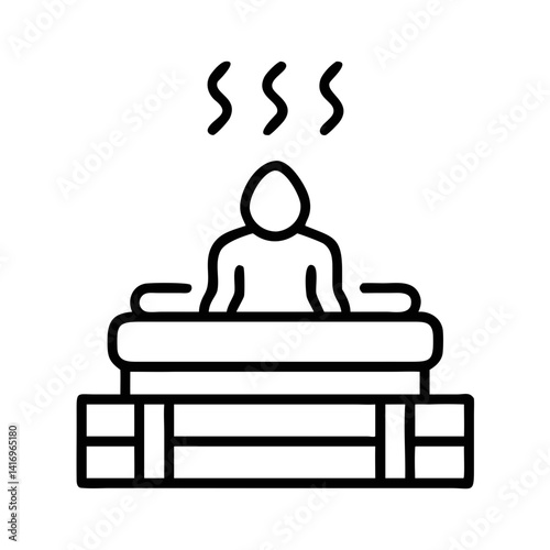 Person relaxing in sauna with steam background  