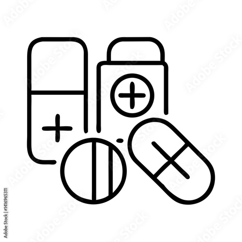 Medical pills in minimalist style on a white background  