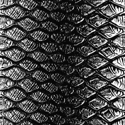 Black and White Crocodile Scales Seamless Pattern