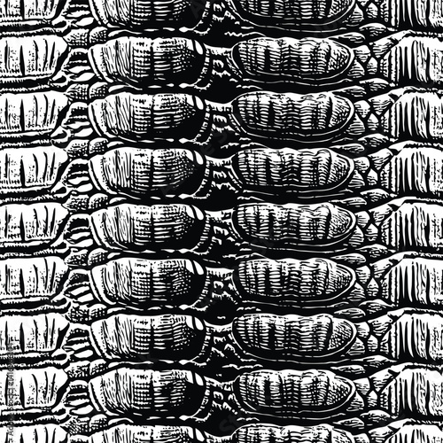 Alligator Scale Texture – Seamless Black and White Animal Skin Pattern