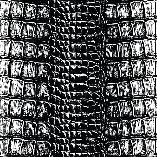 Seamless Alligator Texture – Black and White Vector Pattern Design