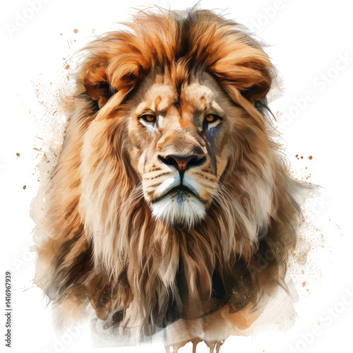 Majestic lion portrait with a textured background.