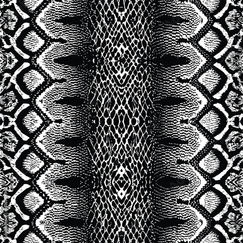 Black and White Jungle Snake Seamless Design
