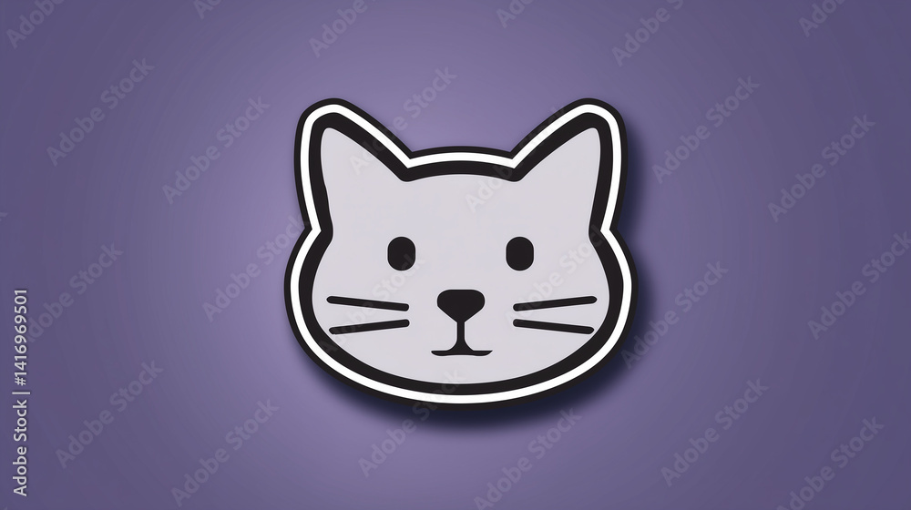 Playful Charm to Chats with a Cute Cat Face Emoji Outlined in White on Violet Playful Charm to Chats with a Cute Cat Face Emoji Outlined in White on Violet