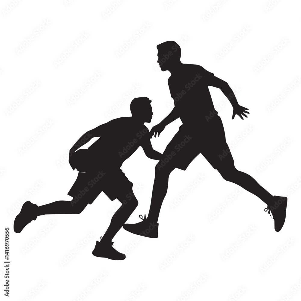 Naklejka premium Vector people are playing basketball with a simple silhouette style white Background.