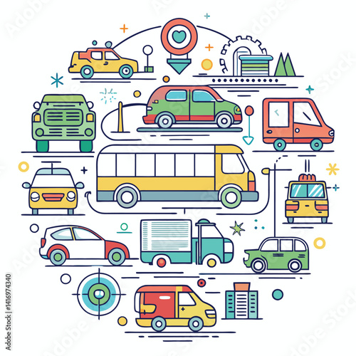 Colorful Transportation Icons