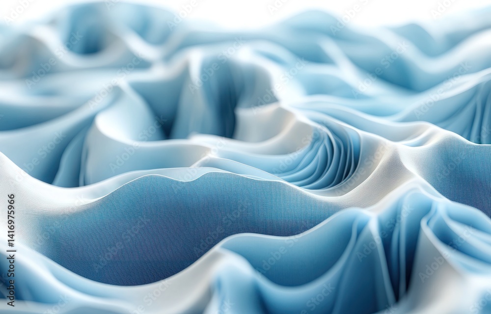 Obraz premium Soft and Elegant Light Blue Fabric with Intricate Ruffles and Beautiful Textures Displaying Fluidity and Movement