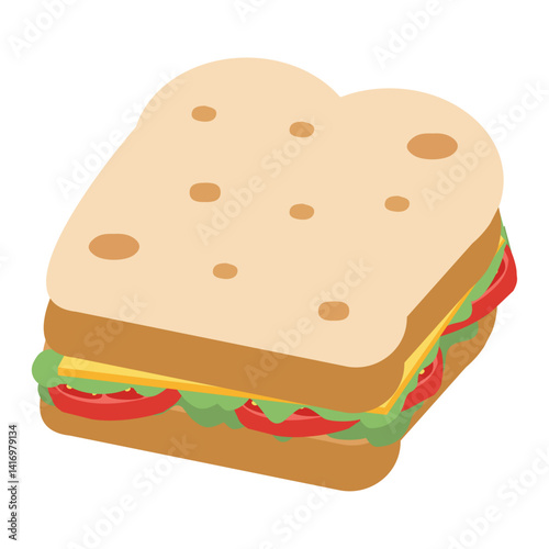 Illustration of a Sandwich with Vegetables and Cheese