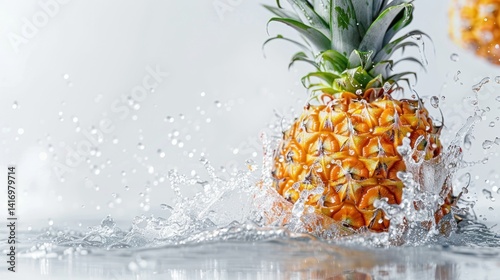 Pineapple explosion: capturing the essence of tropical refreshment in water