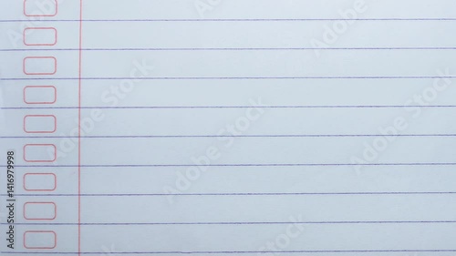 Notebook Paper With Number Boxes And Horizontal Blue Lines Looping Background