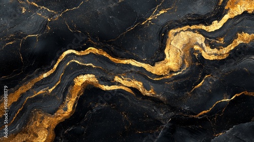 Black and gold marble background with texture and shine..Packaging design, business card design, branding of luxury products.