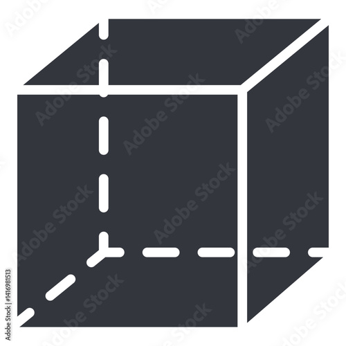 Vector Black Icon - Cube Shape Object