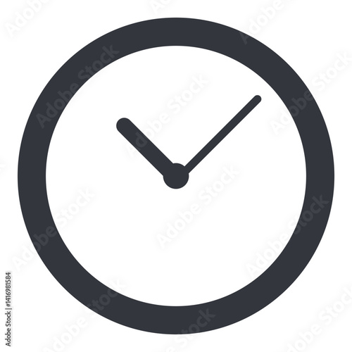 Vector Black Icon - Round Minimalist Clock