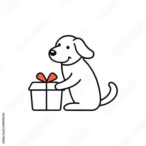 puppy with gift