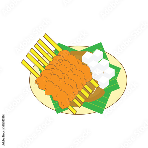 sate padang logo icon illustration flat
