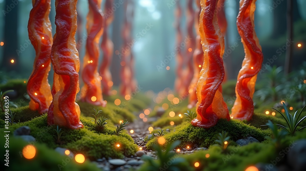 Magical Bacon Forest Fantasy Food Landscape