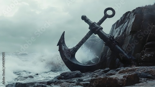 Stormy Seas, Anchor on Rocks