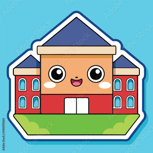 Cute cartoon school building