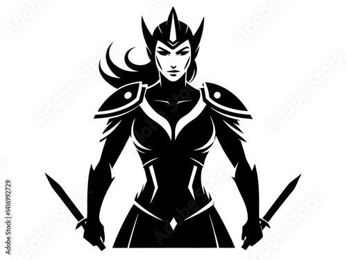 Female Warrior Silhouette Vector Design, Warrior Woman SVG, Strong Heroine SVG