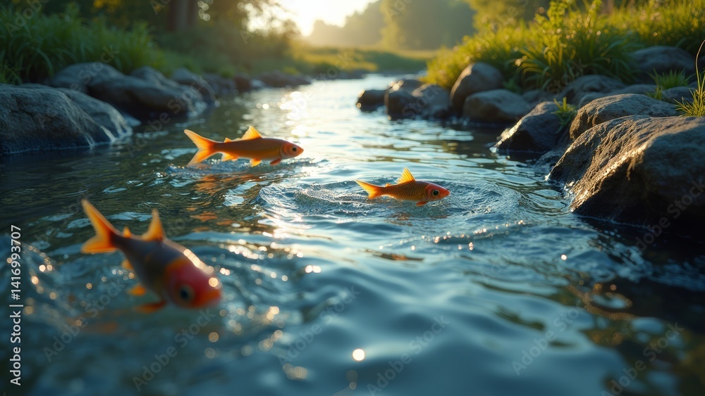 Fish swimming scene Fish swimming scene