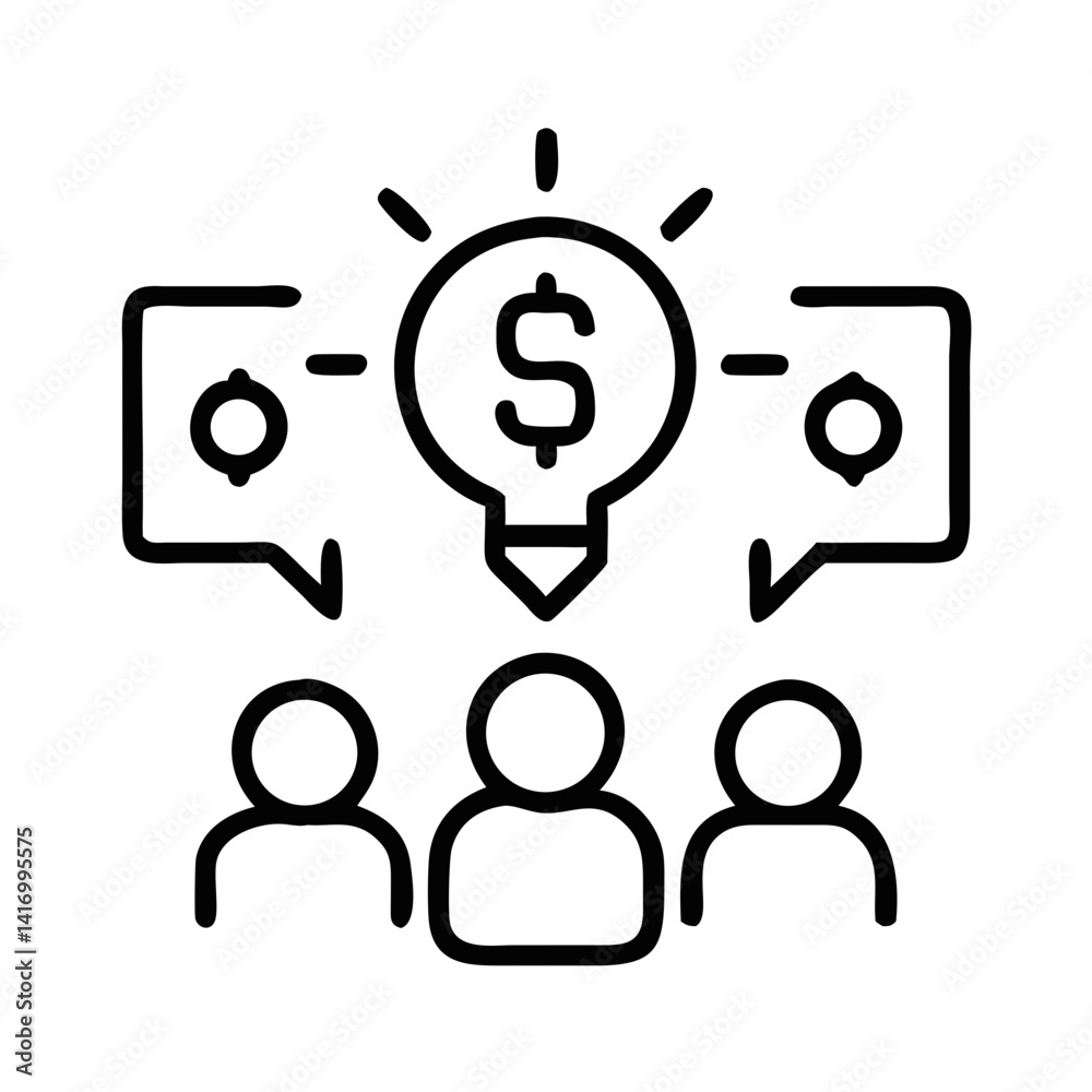 Crowdfunding concept illustration with people discussing ideas Crowdfunding concept illustration with people discussing ideas