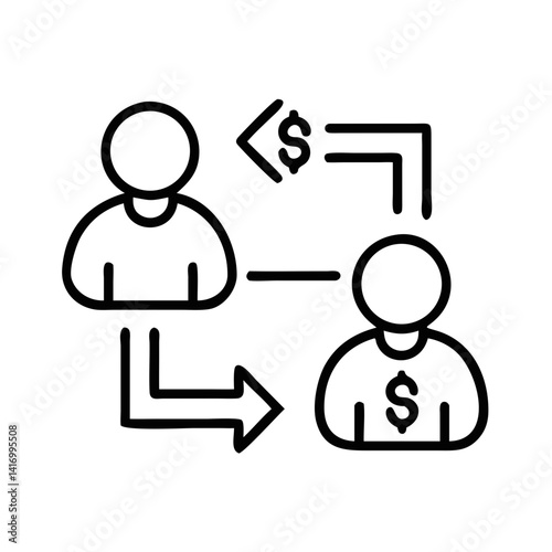 Peer-to-Peer Lending Icons Illustrating Financial Transactions  