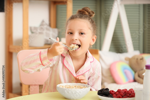 Cute little girl in pajamas...