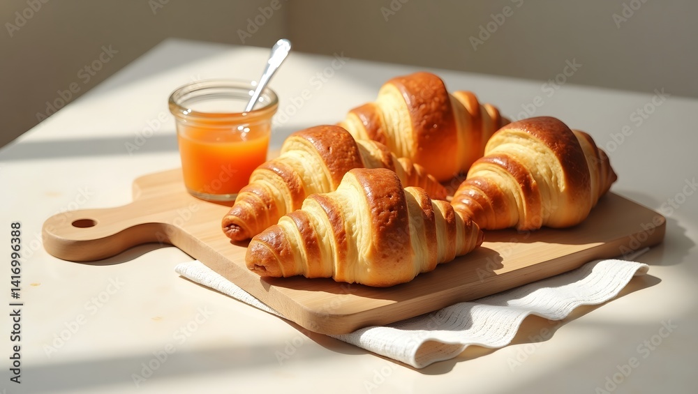 Golden Croissants with Orange Marmalade Breakfast Bakery