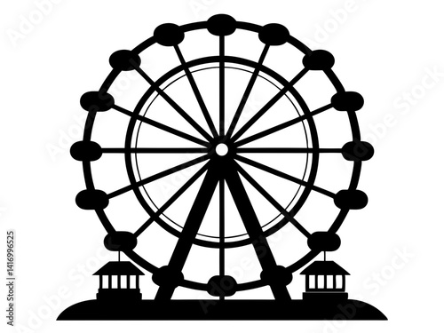 Ferris Wheel Silhouette Vector Design, Amusement Park SVG, Carnival Ride