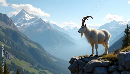 Majestic Mountain Goat on Rocky Peak