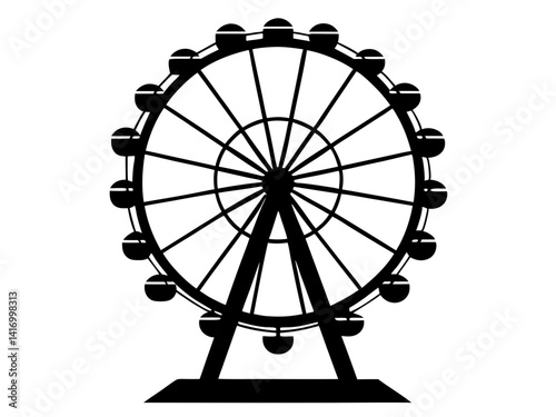 Ferris Wheel Silhouette Vector Design, Amusement Park SVG, Carnival Ride