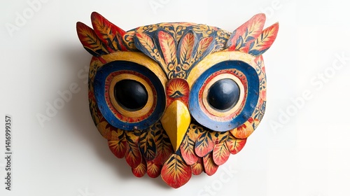 Colorful Hand Painted Wooden Owl Mask Wall Decor Home Art