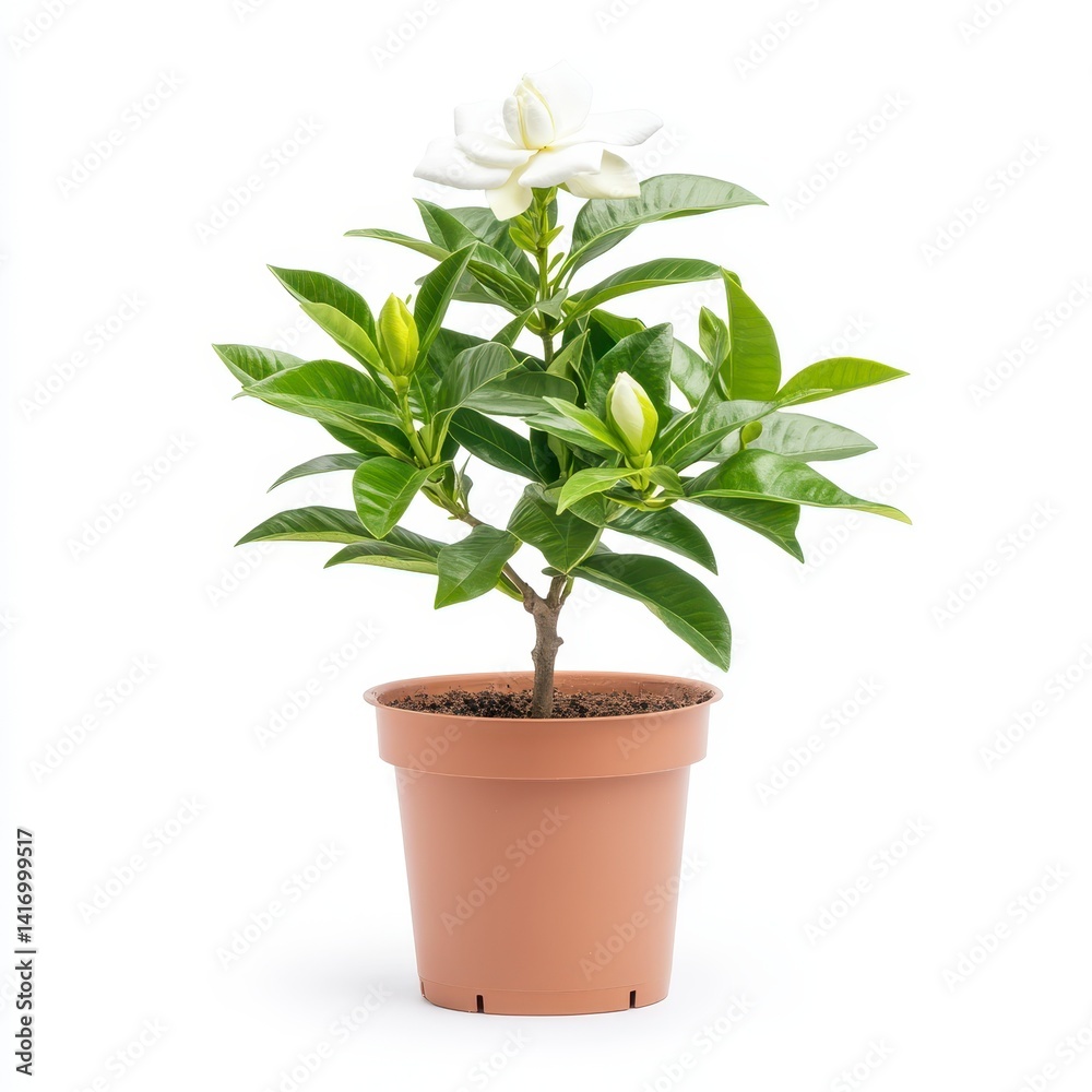 Obraz premium Gardenia Plant in Brown Pot Flower