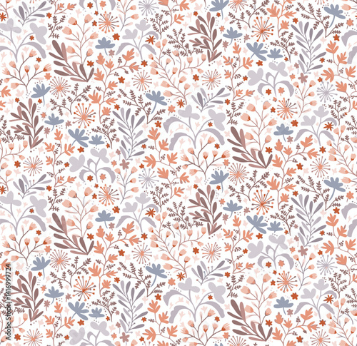 seamless little flowers and leaves pattern