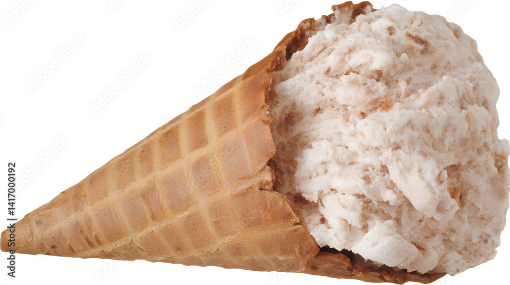 A delicious ice cream cone topped with colorful sprinkles, placed on a clean white background, evoking a sense of summer joy and sweetness.
