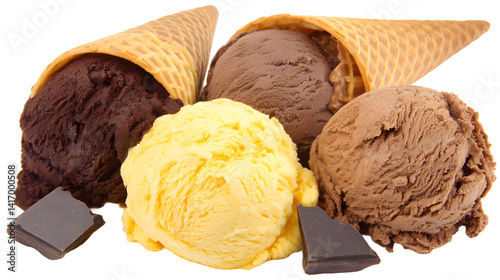Obraz na płótnie A delicious ice cream cone topped with colorful sprinkles, placed on a clean white background, evoking a sense of summer joy and sweetness.
w salonie