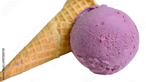 Obraz na płótnie A delicious ice cream cone topped with colorful sprinkles, placed on a clean white background, evoking a sense of summer joy and sweetness.
w salonie