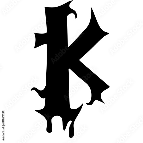 Tribal hardcore alphabet letter K