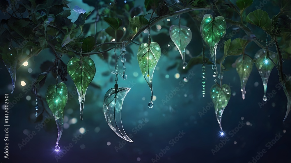 Enchanting Glowing Leaf Ornaments Fantasy Nature Decor