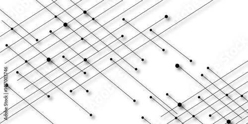 A beautiful Chaotic abstract line seamless pattern .Technology black illustration . Connected lines with dots .graphic background dots with connections for your design, illustration