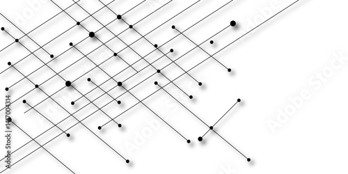 A beautiful Chaotic abstract line seamless pattern .Technology black illustration . Connected lines with dots .graphic background dots with connections for your design, illustration