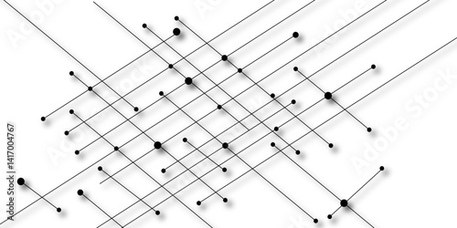 A beautiful Chaotic abstract line seamless pattern .Technology black illustration . Connected lines with dots .graphic background dots with connections for your design, illustration