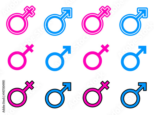 Gender Icon Set. Symbol of Gender. Gender Vector Icon in line style design. Vector illustration.