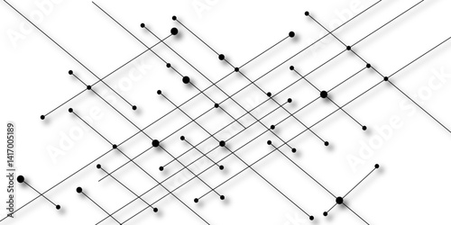 A beautiful Chaotic abstract line seamless pattern .Technology black illustration . Connected lines with dots .graphic background dots with connections for your design, illustration