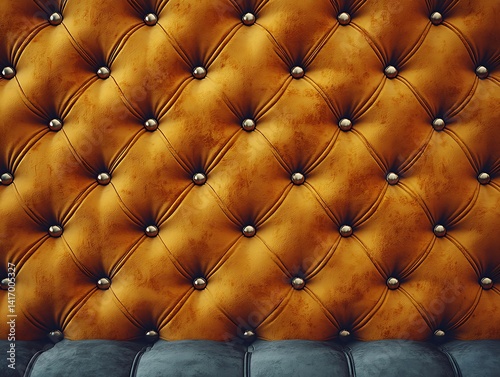 Golden tufted velvet upholstery backdrop.